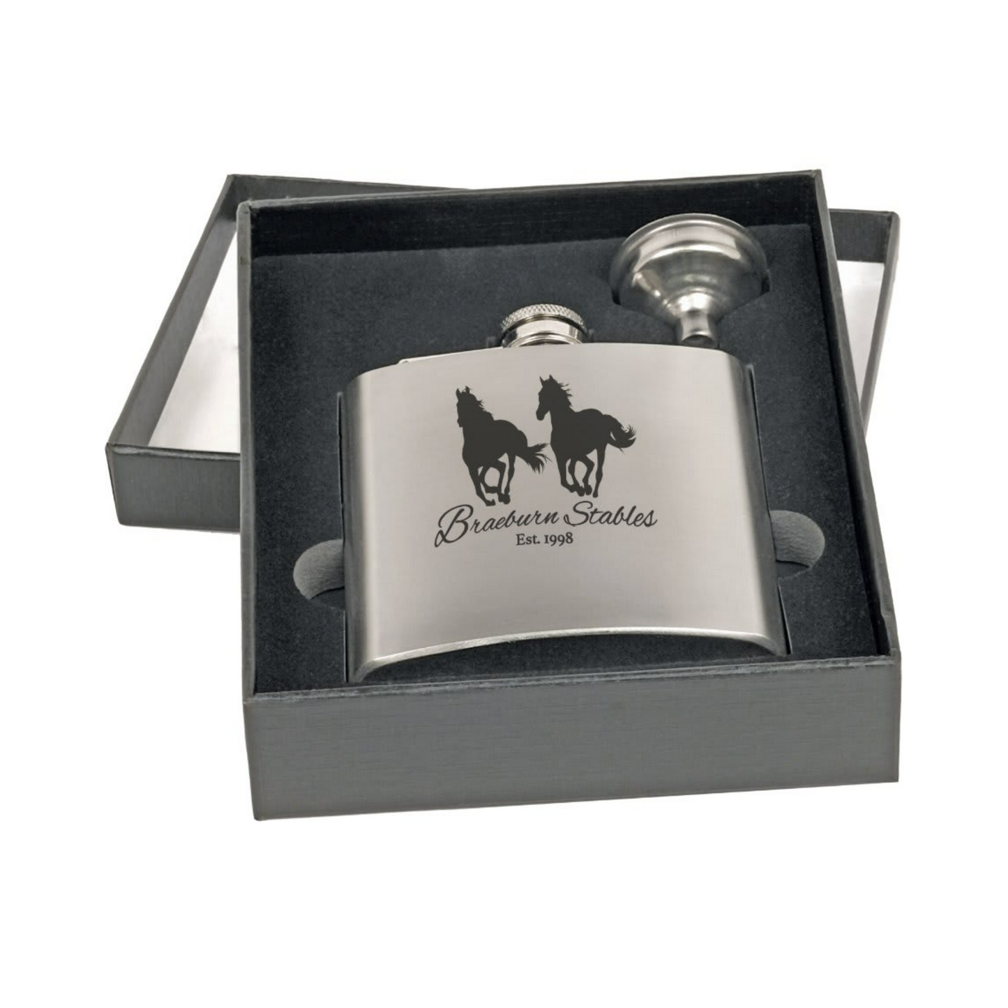 Flask Set with Funnel 6 oz. - 3.625" x 4.375" / Silver