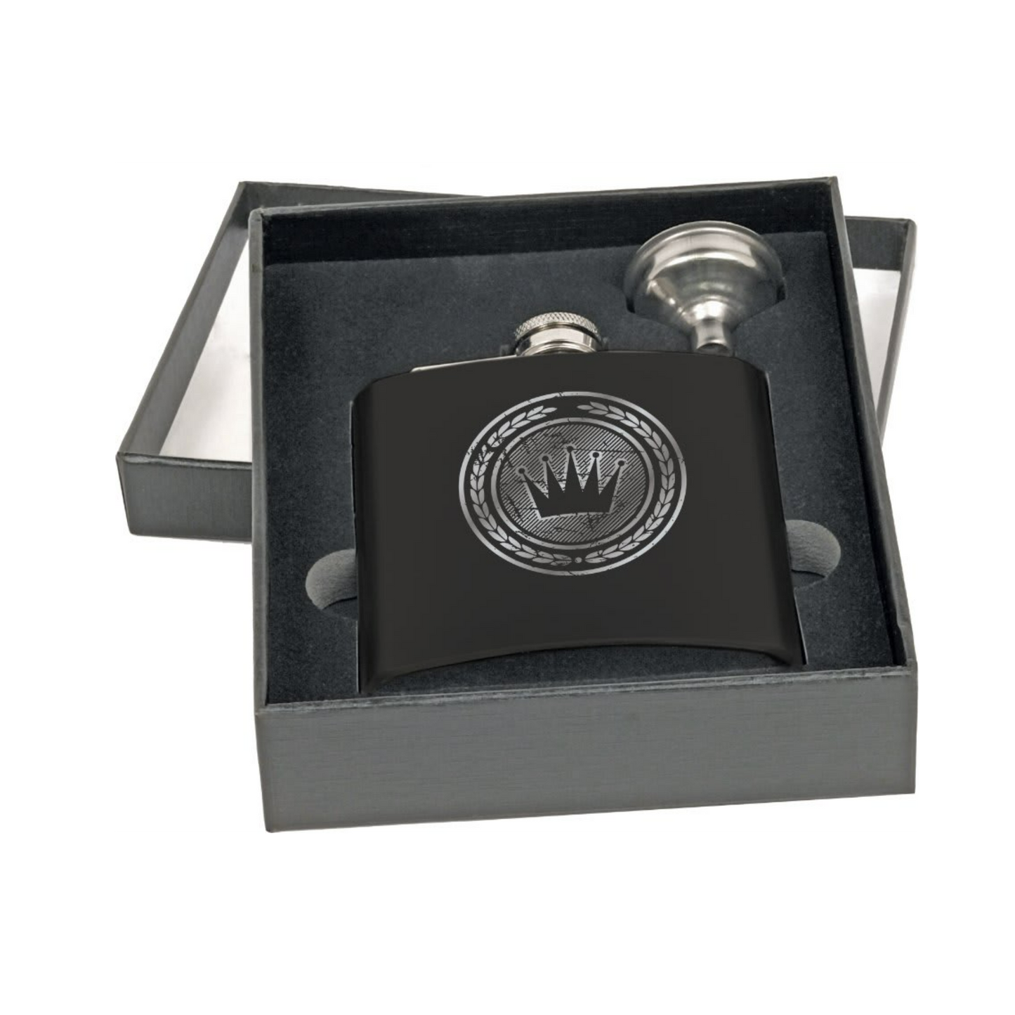 Flask Set with Funnel 6 oz. - 3.625" x 4.375" / Black