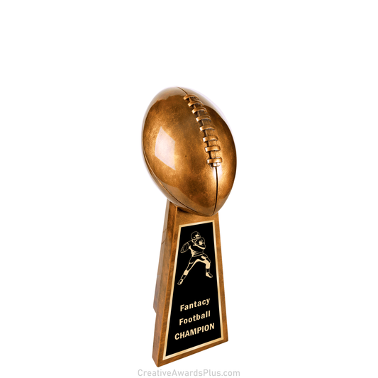 Antique Gold Football Tower 10.25"