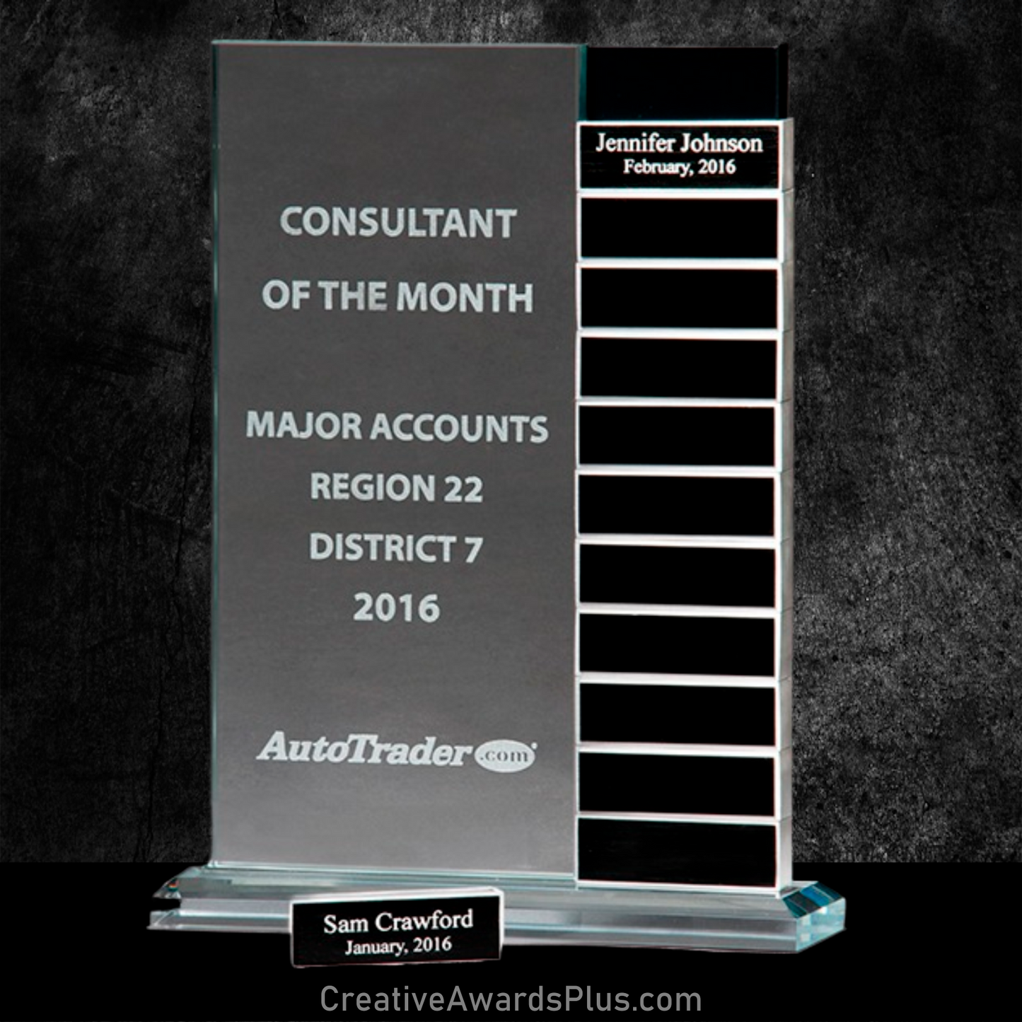 Perpetual Jade Glass Award 10" - 12 Plates / Clear