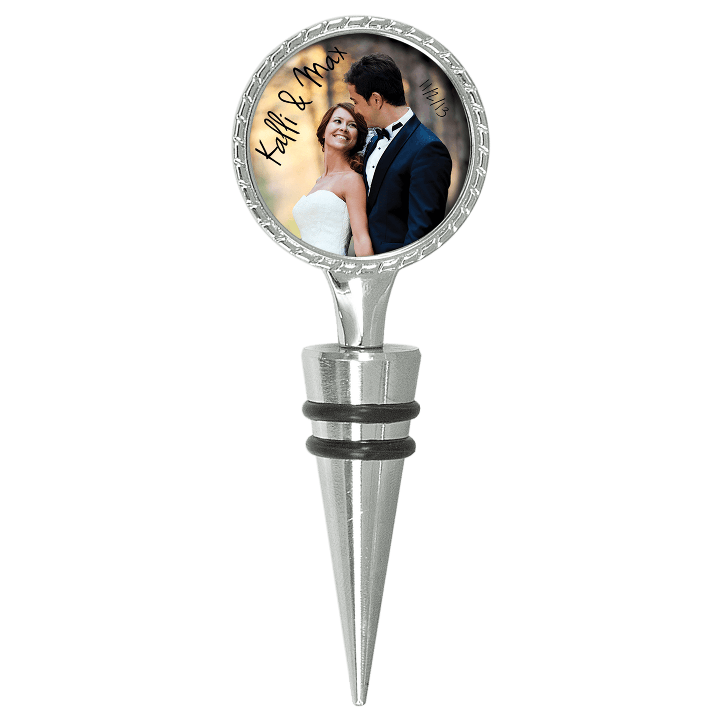 Wine Stopper with Color Insert 4.625" / Silver