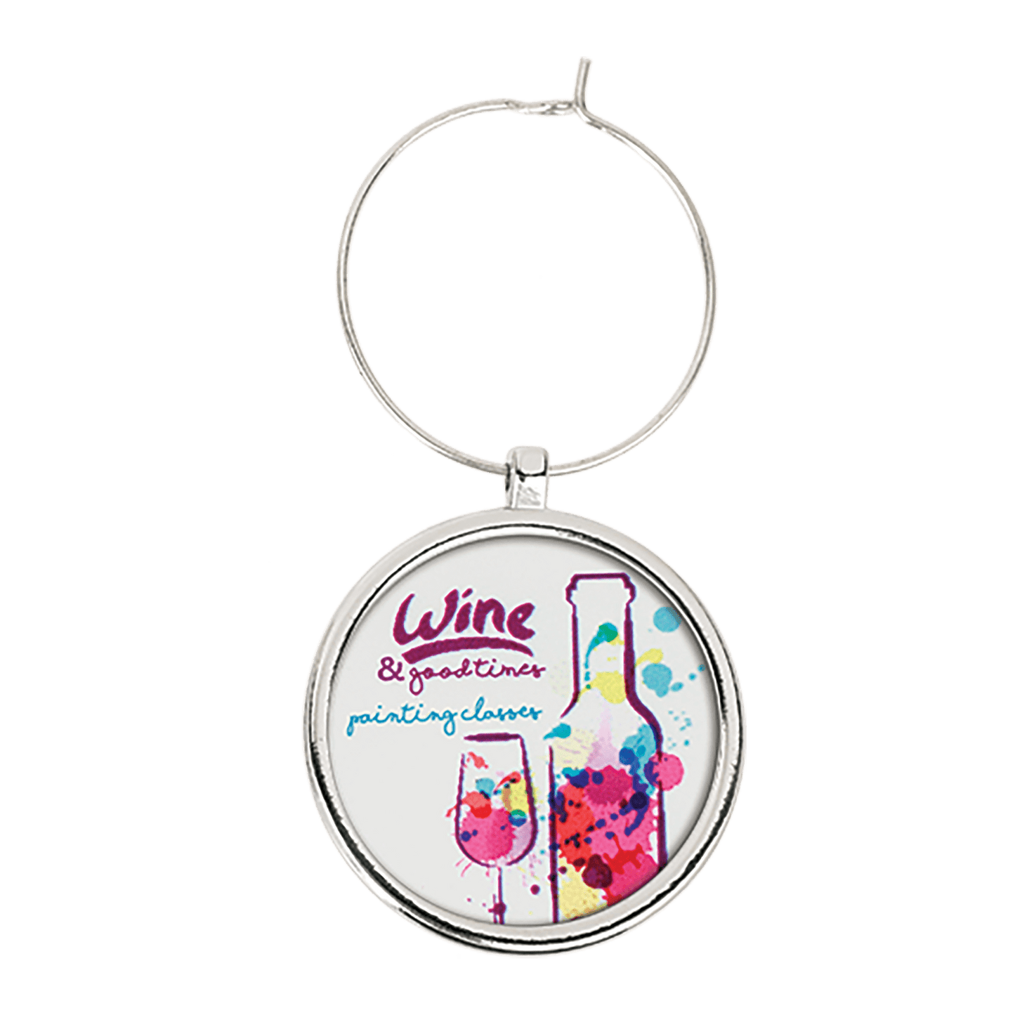 Wine Charm 1.25" diameter / Silver