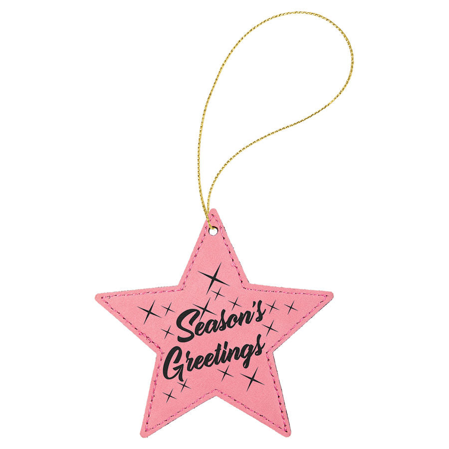 Leatherette Star Ornament 4" / Pink