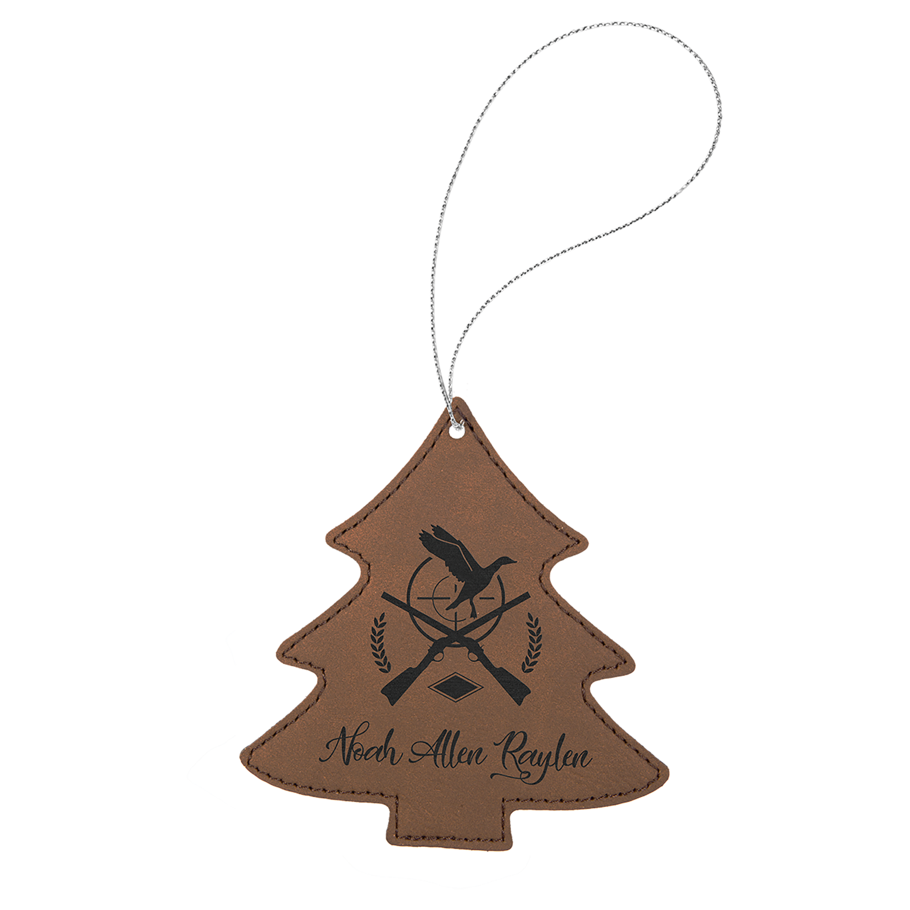 Leatherette Christmas Tree Ornament 4.5" / Dark Brown