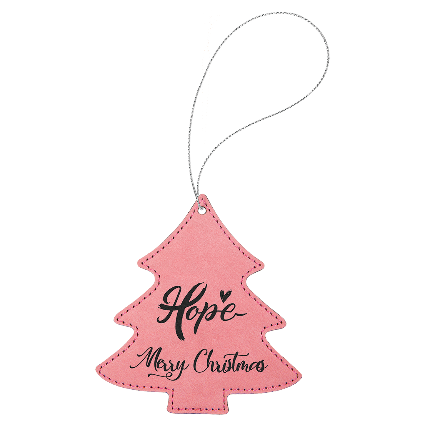 Leatherette Christmas Tree Ornament 4.5" / Pink