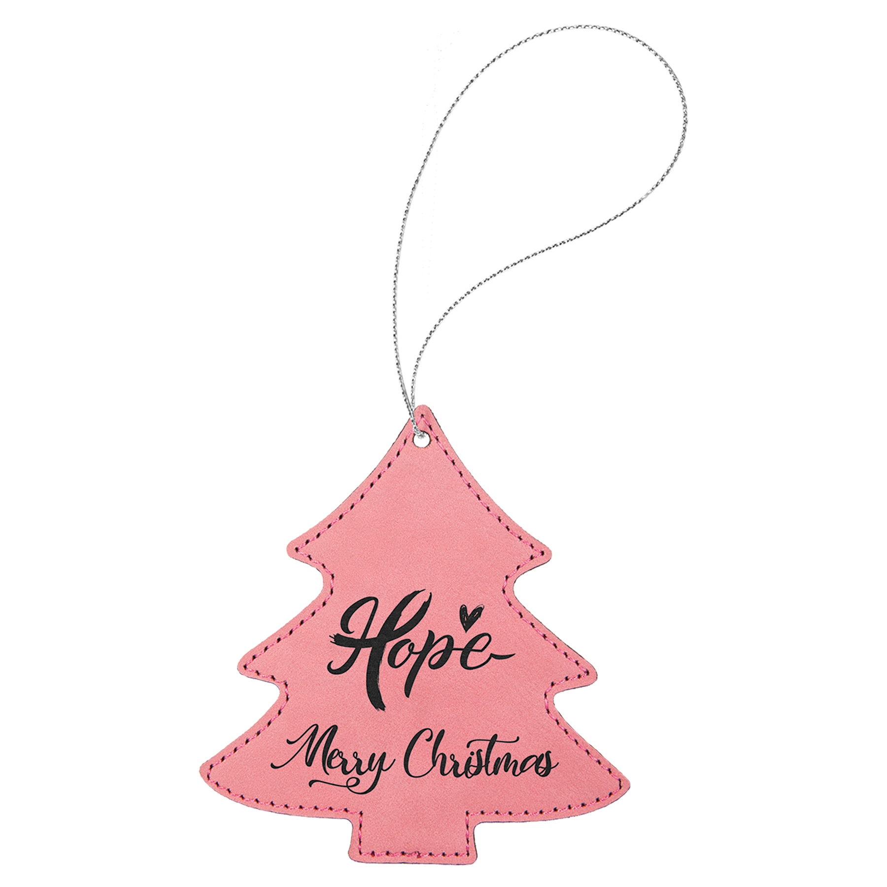 Leatherette Christmas Tree Ornament 4.5" / Pink