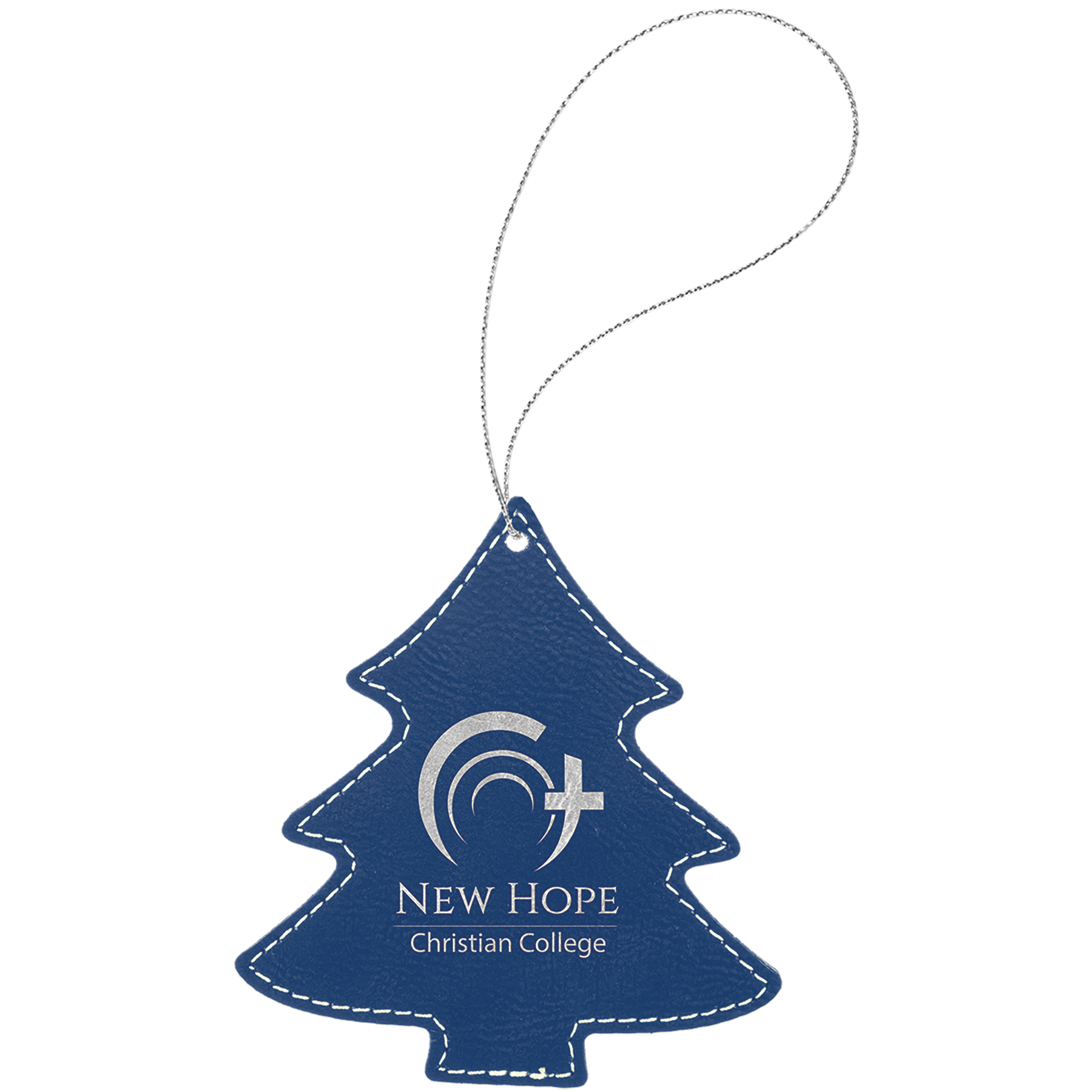 Leatherette Christmas Tree Ornament 4.5" / Blue/Silver