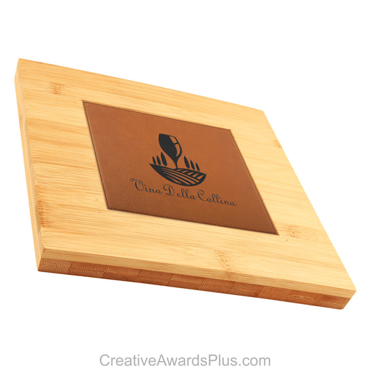 Bamboo Trivet with Ceramic Insert 7.25" x 7.25" Trivet - 4.25" x 4.25" Ceramic insert / Bamboo
