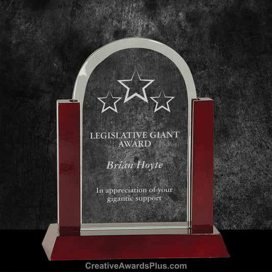 Domed Glass Rosewood Award 8" / Rosewood