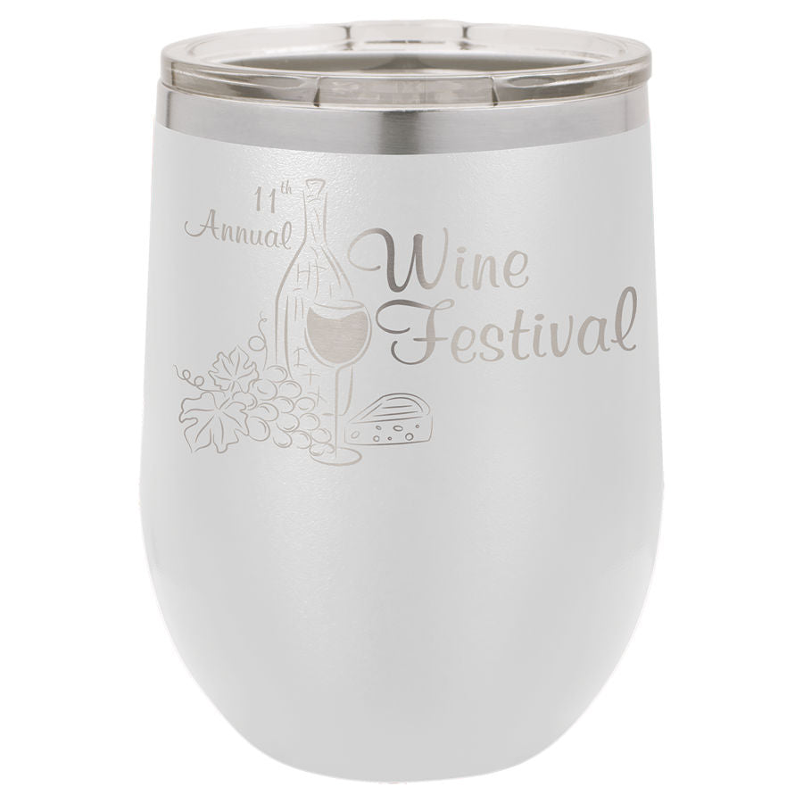 Stemless Wine Tumblers 12 oz. - 4.375" / White