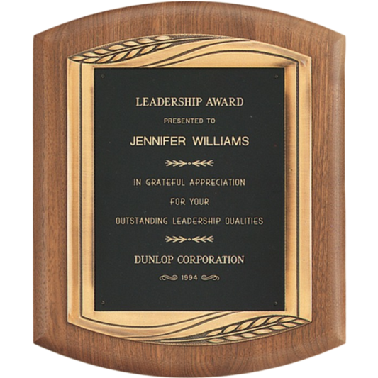 Cast Bronze Wheat Design Walnut Plaque 11.5" x 14" / Walnut