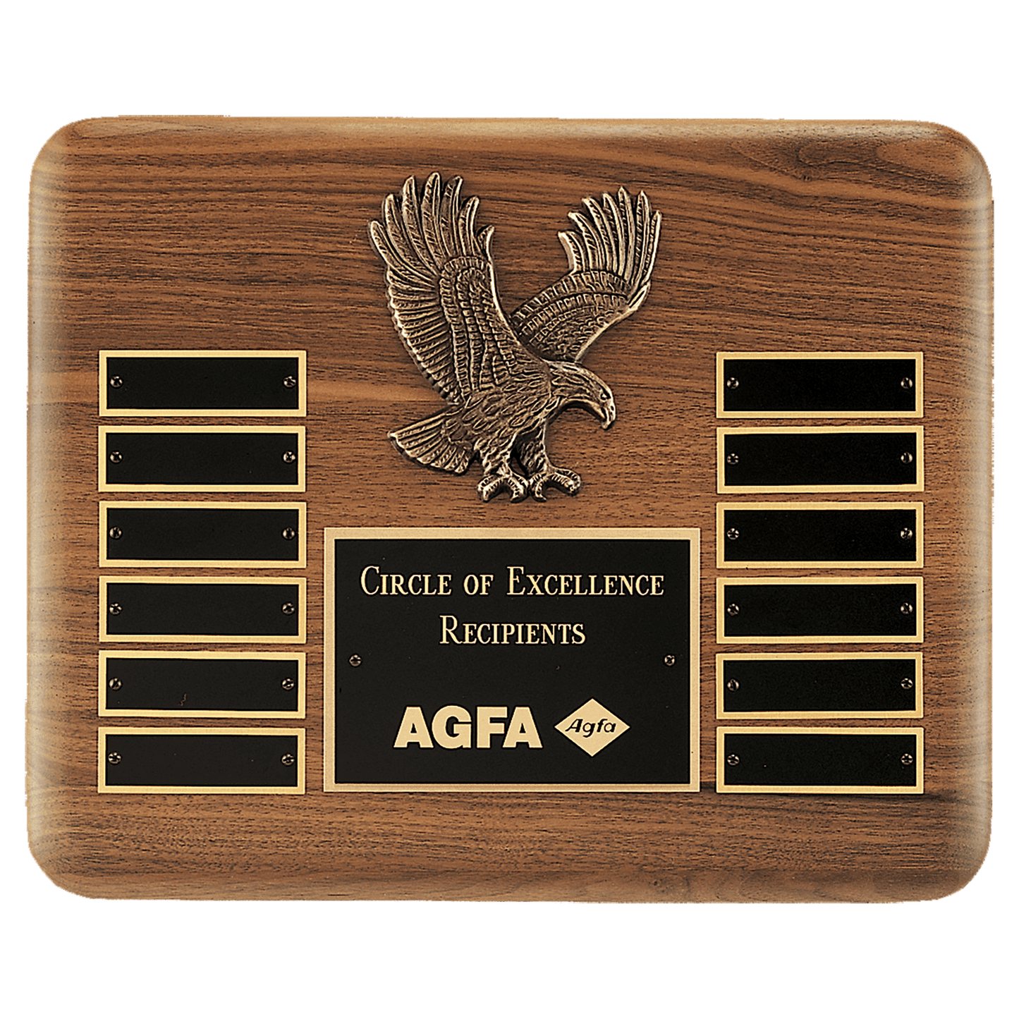 American Walnut Eagle Perpetual Plaque 10.5" x 13" - 12 Plates / Walnut