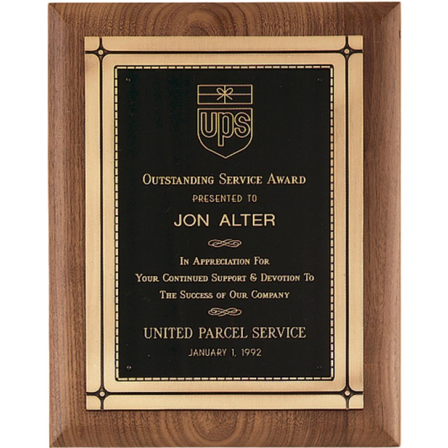 Cast Bronze Rectangular Walnut Plaque 11" x 14" / Walnut