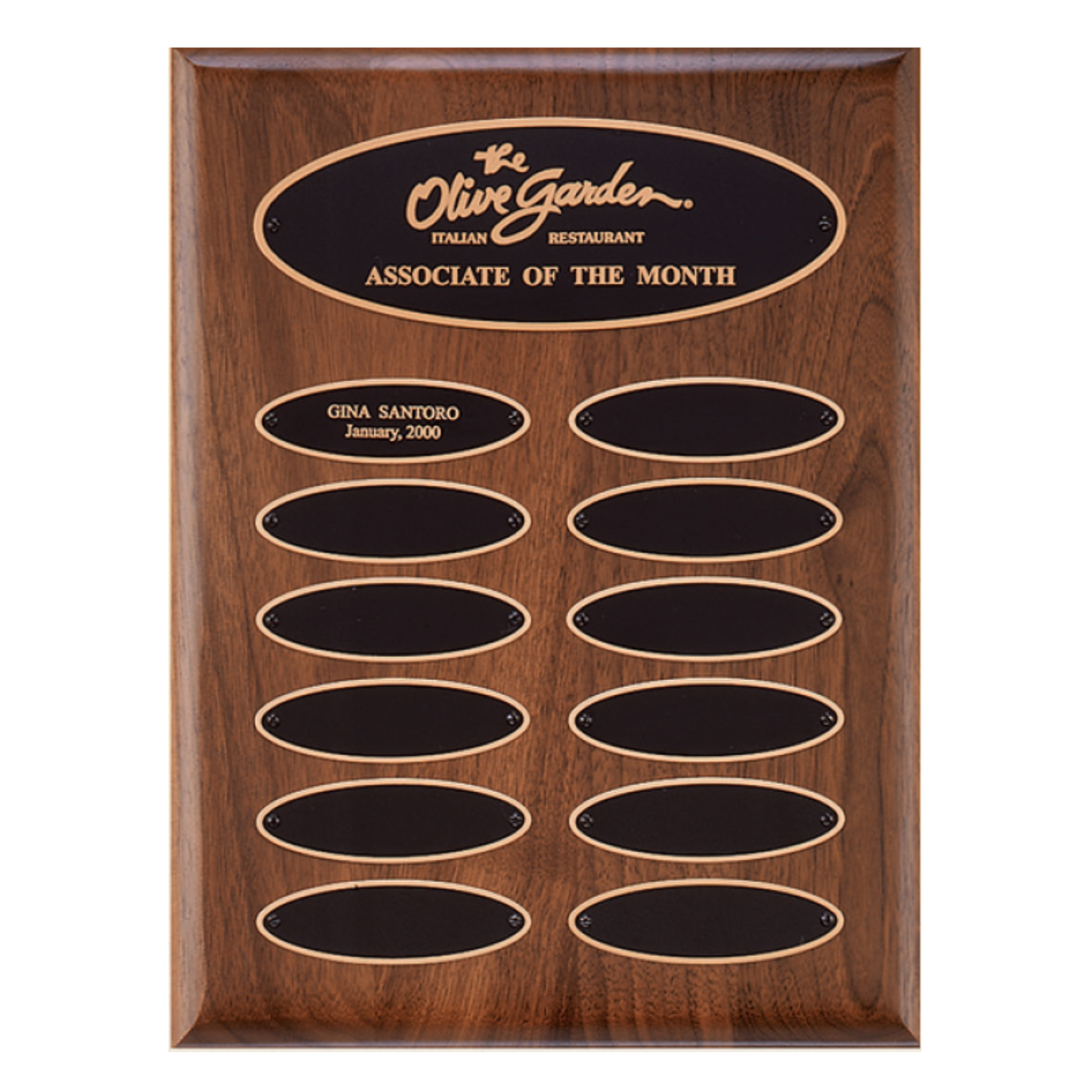 American Walnut Perpetual Plaque 3621 9" x 12" / Walnut / 12 Plates