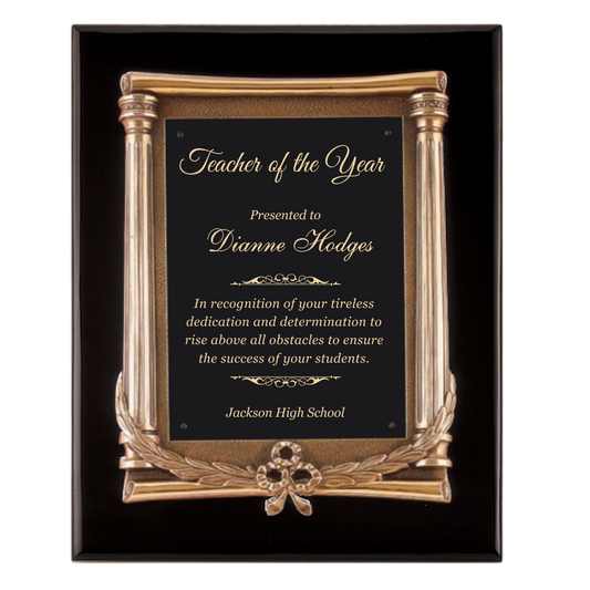 Cast Bronze Roman Ebony Plaque 10.5" x 13" / Black Piano Finish