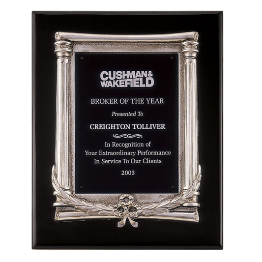 Cast Aluminum Roman Ebony Plaque 10.5" x 13" / Black Piano Finish