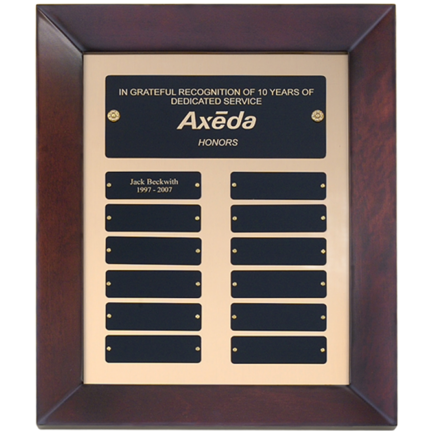 Cherry Finish Framed Perpetual Plaque 12" x 15" / Cherry / 12 Plates