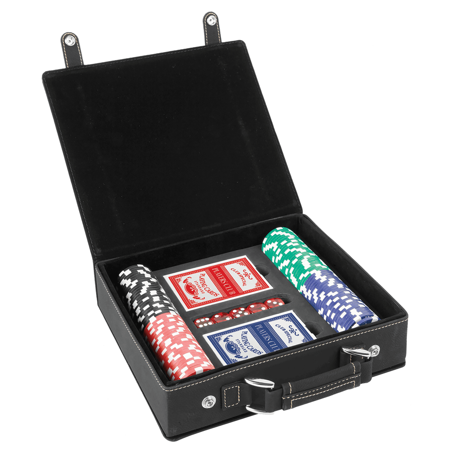 Leatherette Poker Gift Set 8 7/8"(L) x 7.75"(W) x 2.25"(H) / Black/Gold
