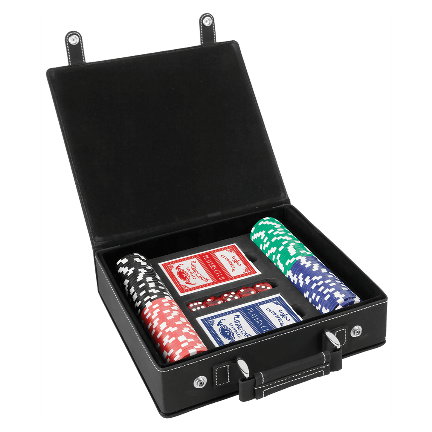 Leatherette Poker Gift Set 8 7/8"(L) x 7.75"(W) x 2.25"(H) / Black/Silver