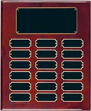 Rosewood Piano Finished Perpetual Plaque 10.5" x 13" - 18 Plates / Rosewood