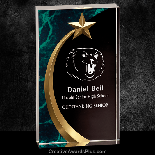 Shooting Star Acrylic Award 7.75" / Green