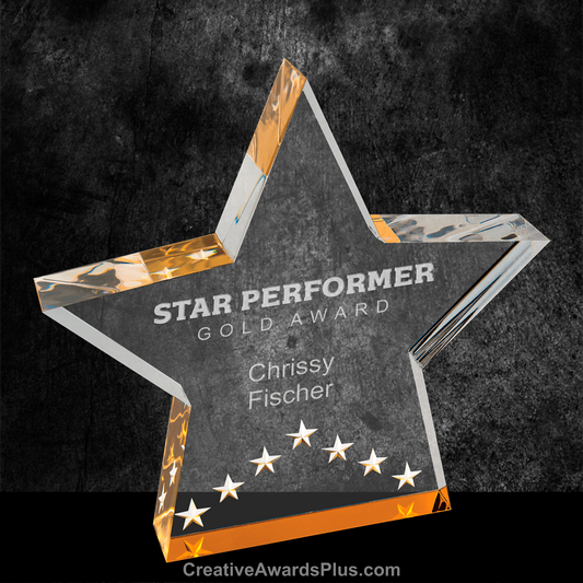 Star Performance Acrylic Award 6" / Gold
