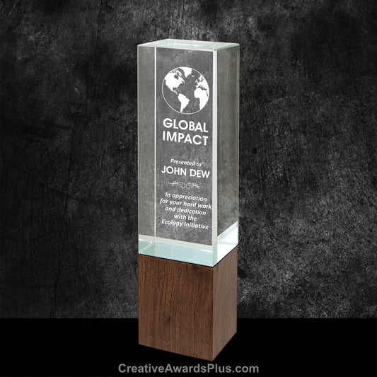 Sierra Rectangle Glass Walnut Award 9" / Walnut