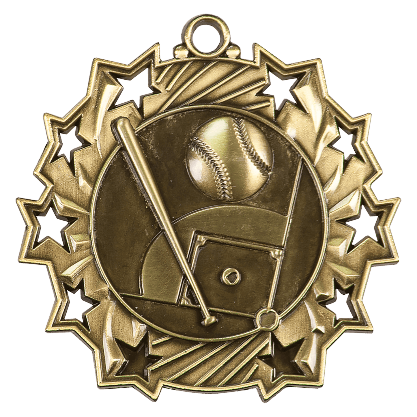Ten Star Baseball Medal 2.25" / Gold