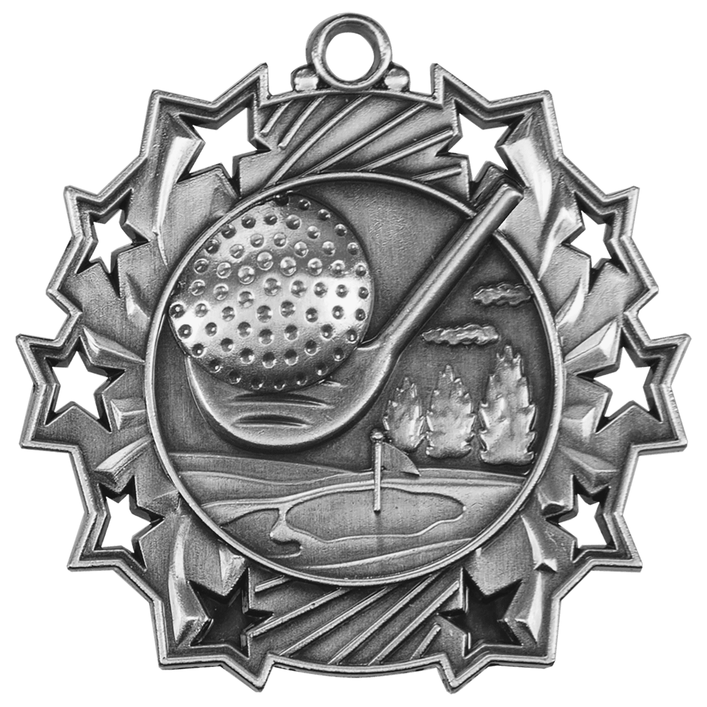 Ten Star Golf Medal 2.25" / Silver