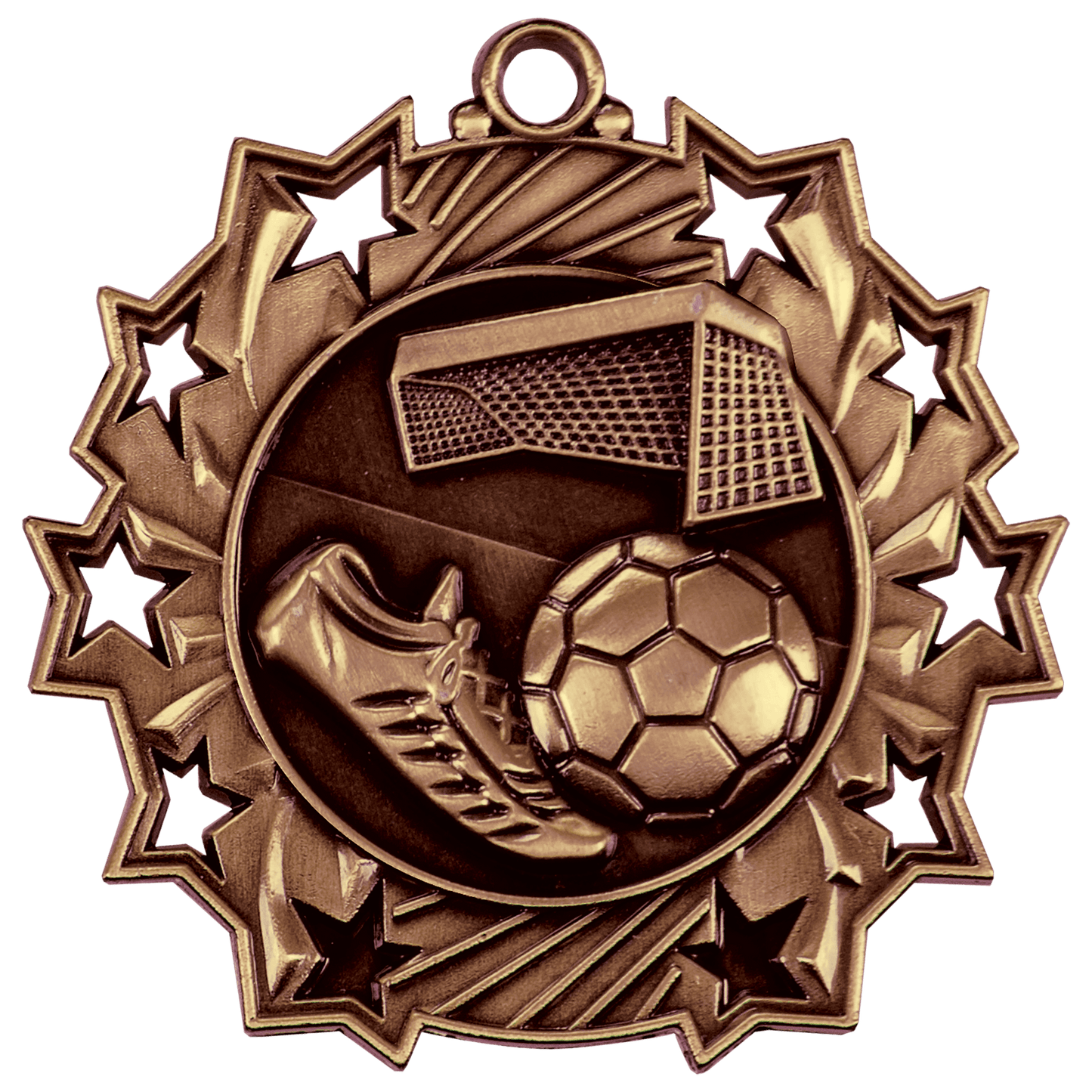 Ten Star Soccer Medal 2.25" / Bronze (Copper Tone)