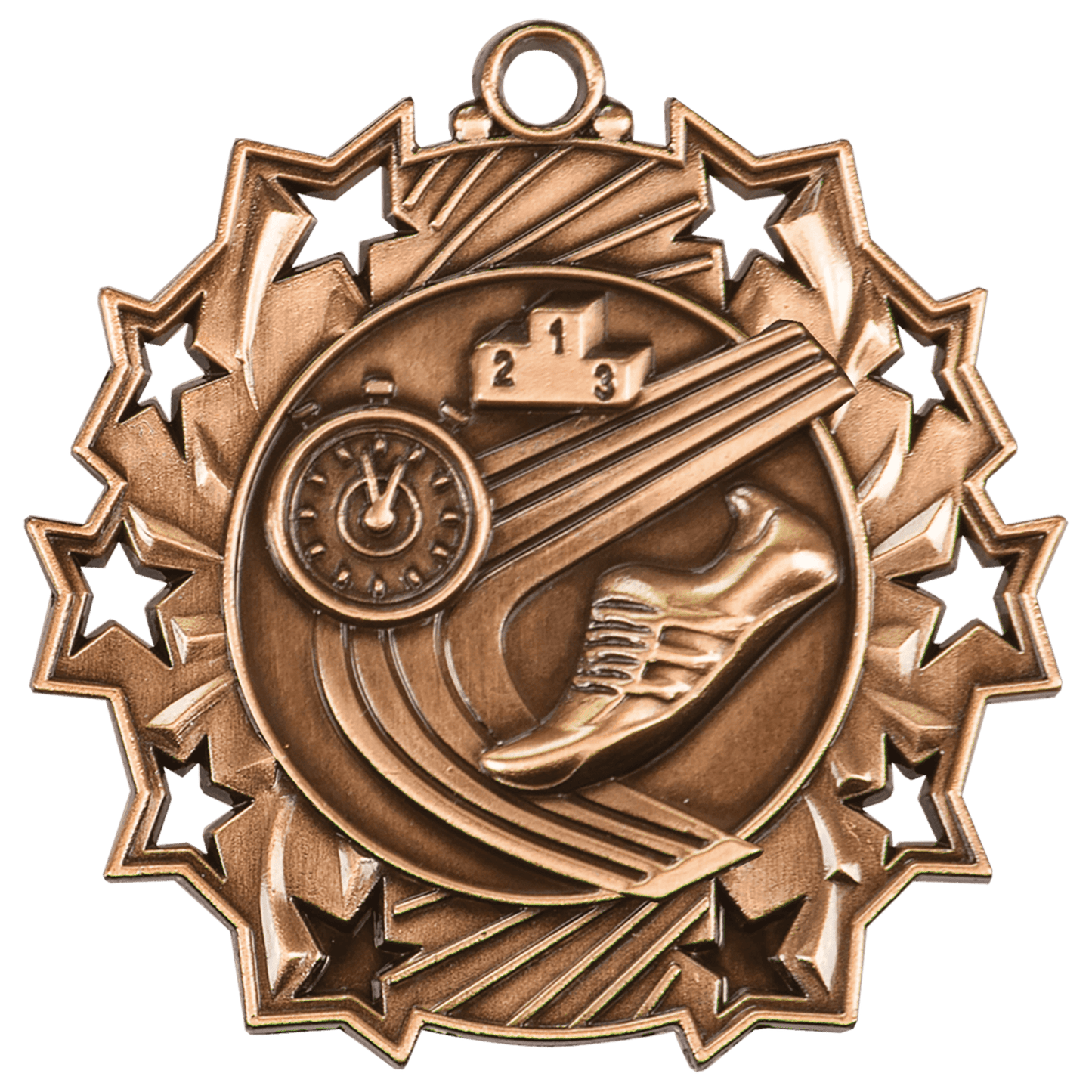 Ten Star Track Medal 2.25" / Bronze (Copper Tone)