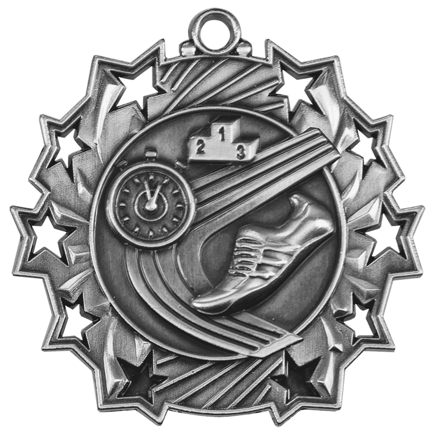 Ten Star Track Medal 2.25" / Silver