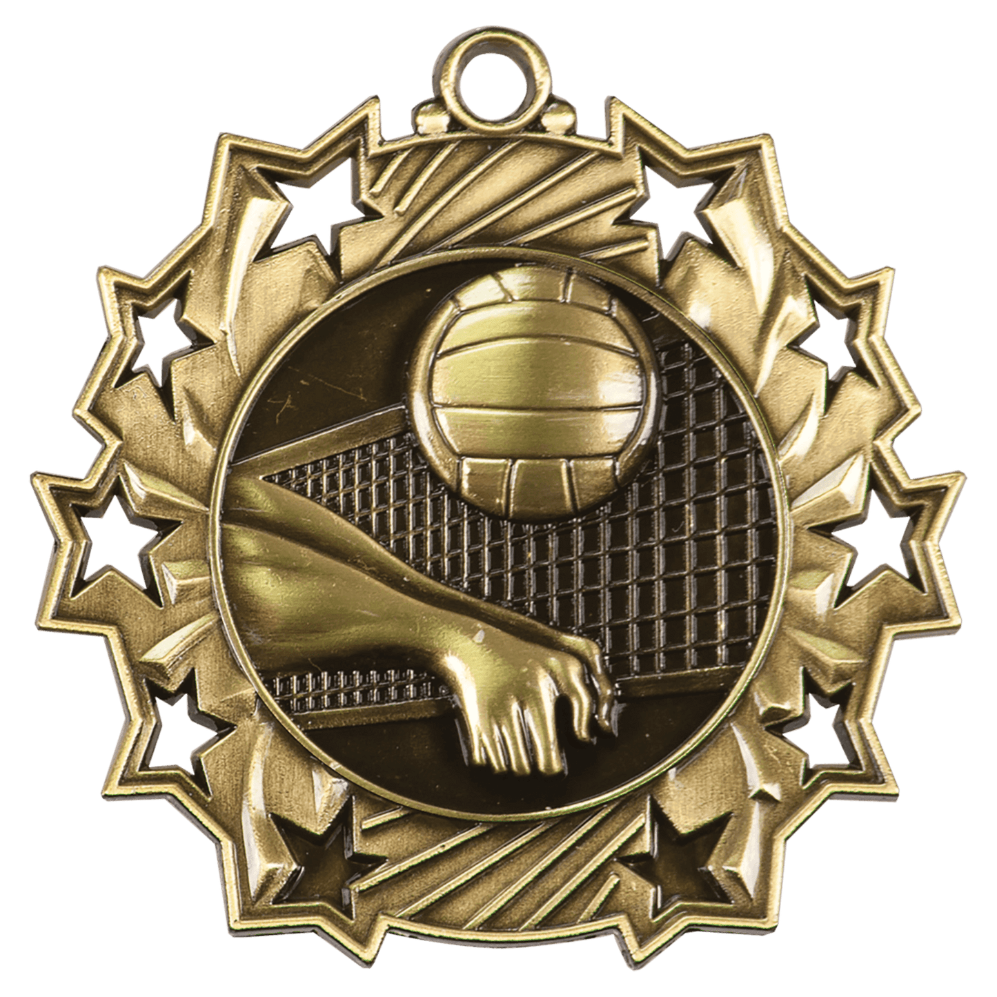 Ten Star Volleyball Medal 2.25" / Gold