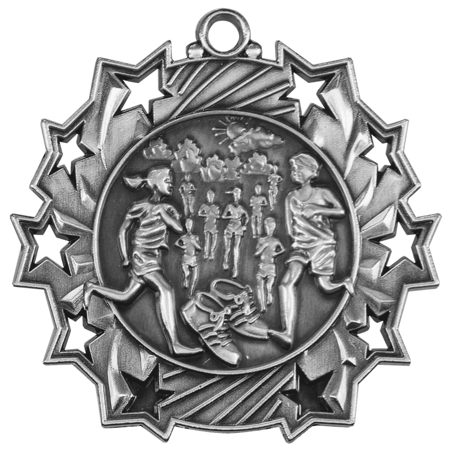 Ten Star Cross Country Medal 2.25" / Silver