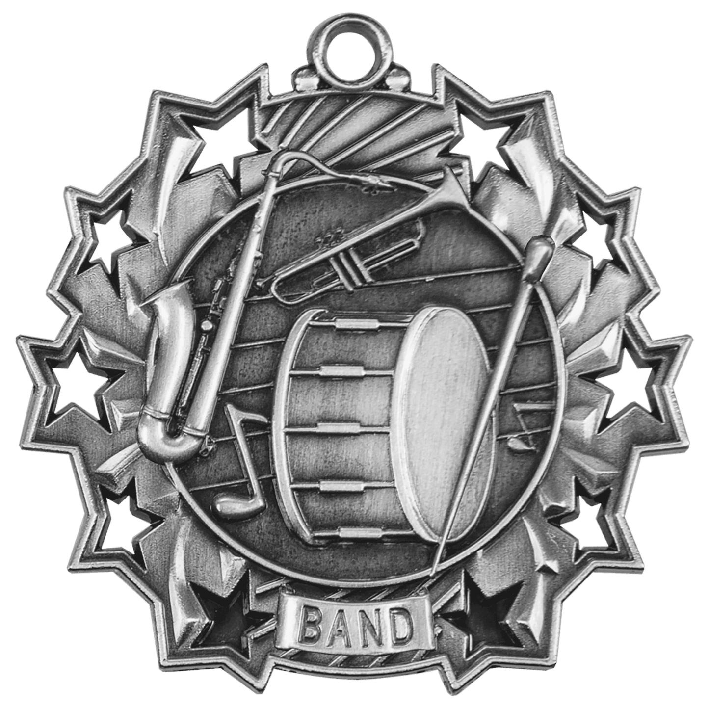 Ten Star Band Medal 2.25" / Silver