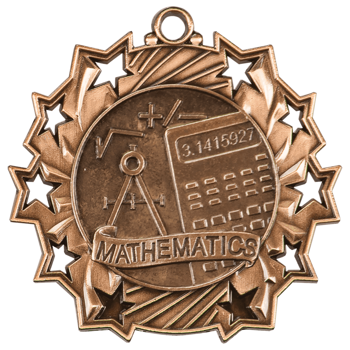 Ten Star Math Medal 2.25" / Bronze (Copper Tone)