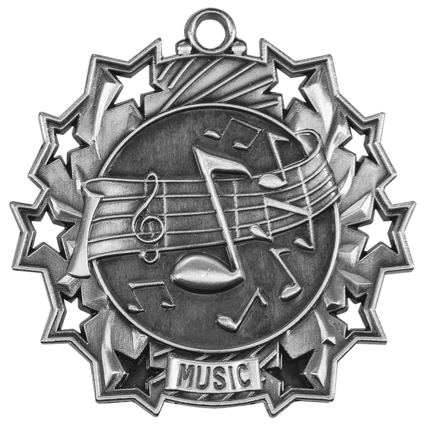 Ten Star Music Medal 2.25" / Silver