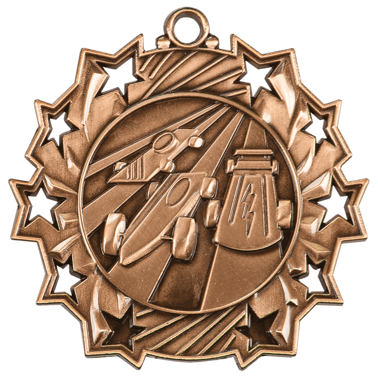 Ten Star Pinewood Derby Medal 2.25" / Bronze (Copper Tone)