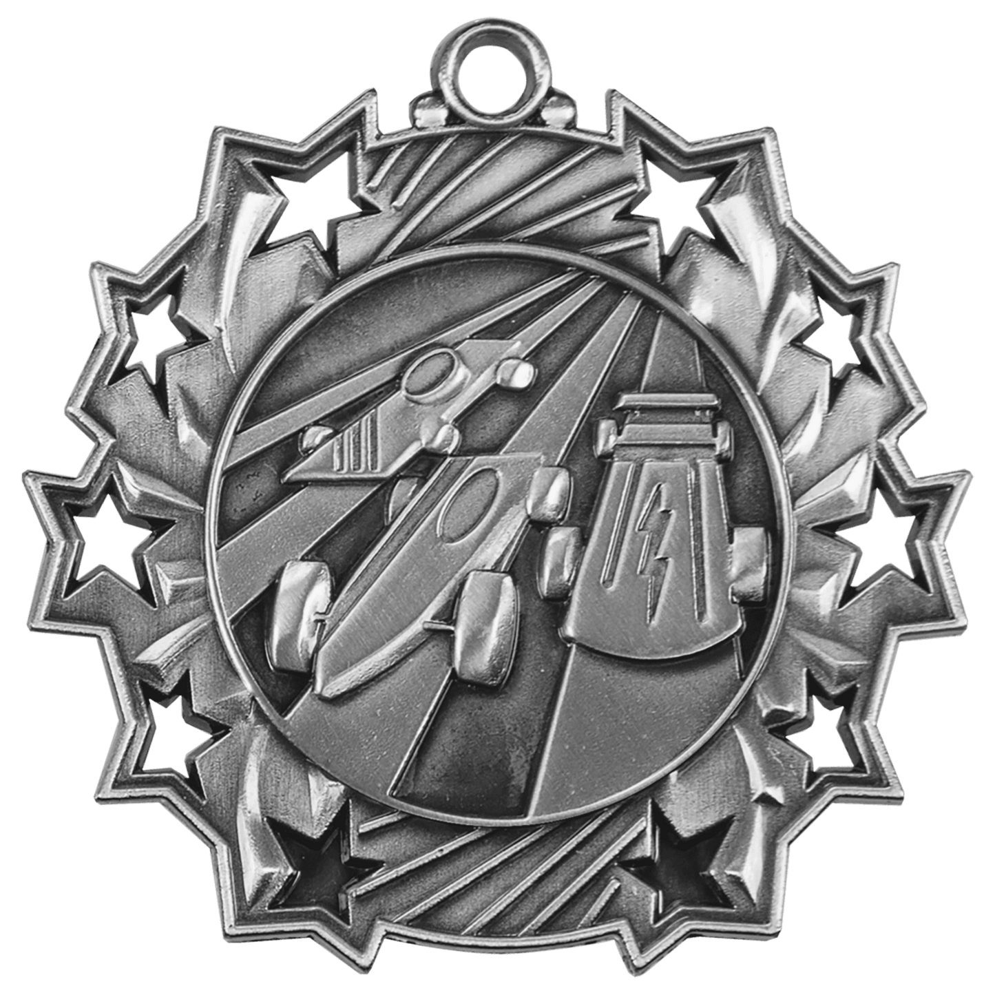 Ten Star Pinewood Derby Medal 2.25" / Silver