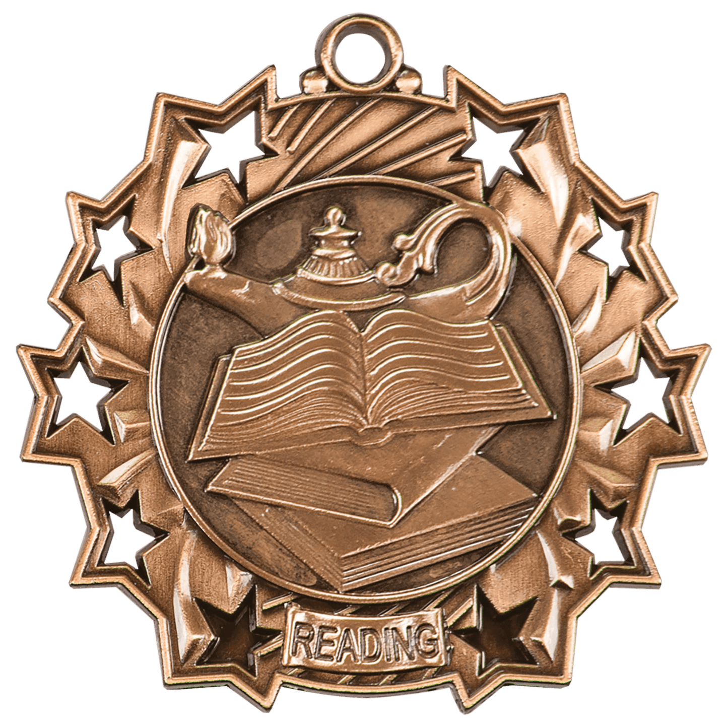 Ten Star Reading Medal 2.25" / Bronze (Copper Tone)