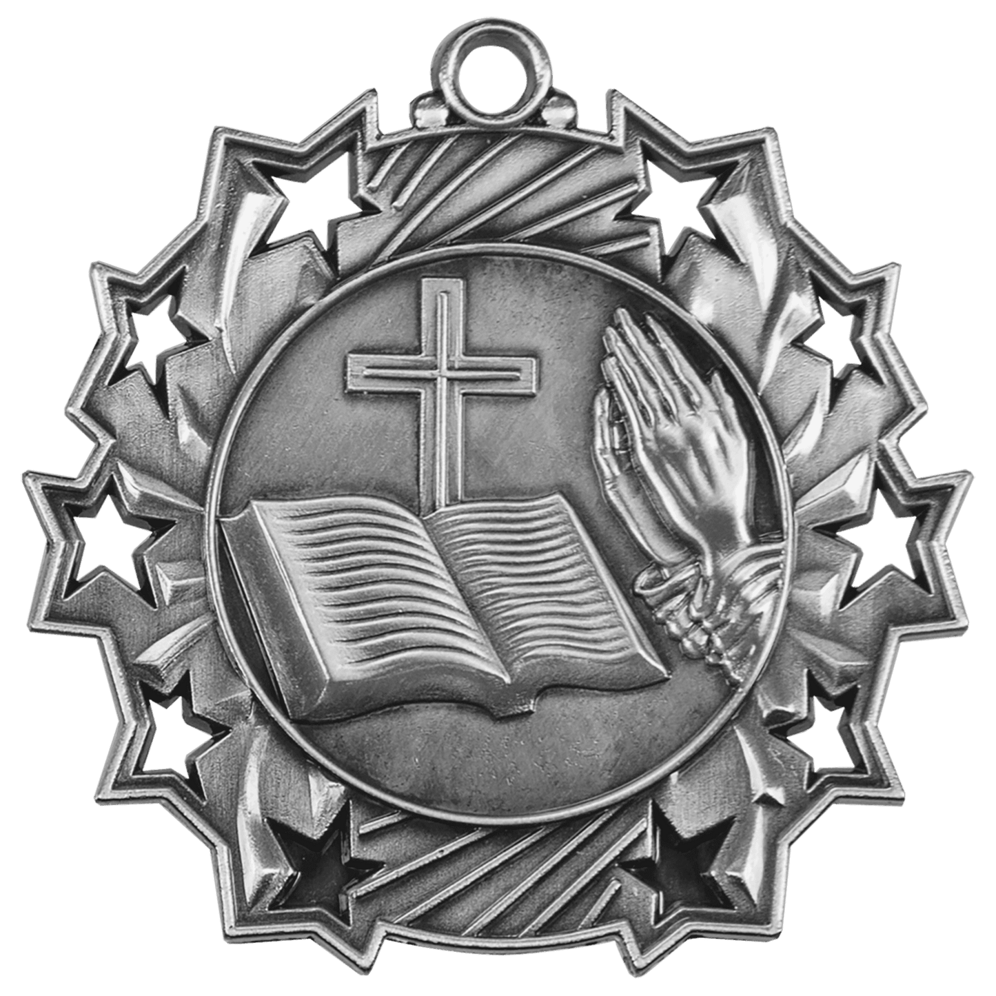 Ten Star Christian Medal 2.25" / Silver