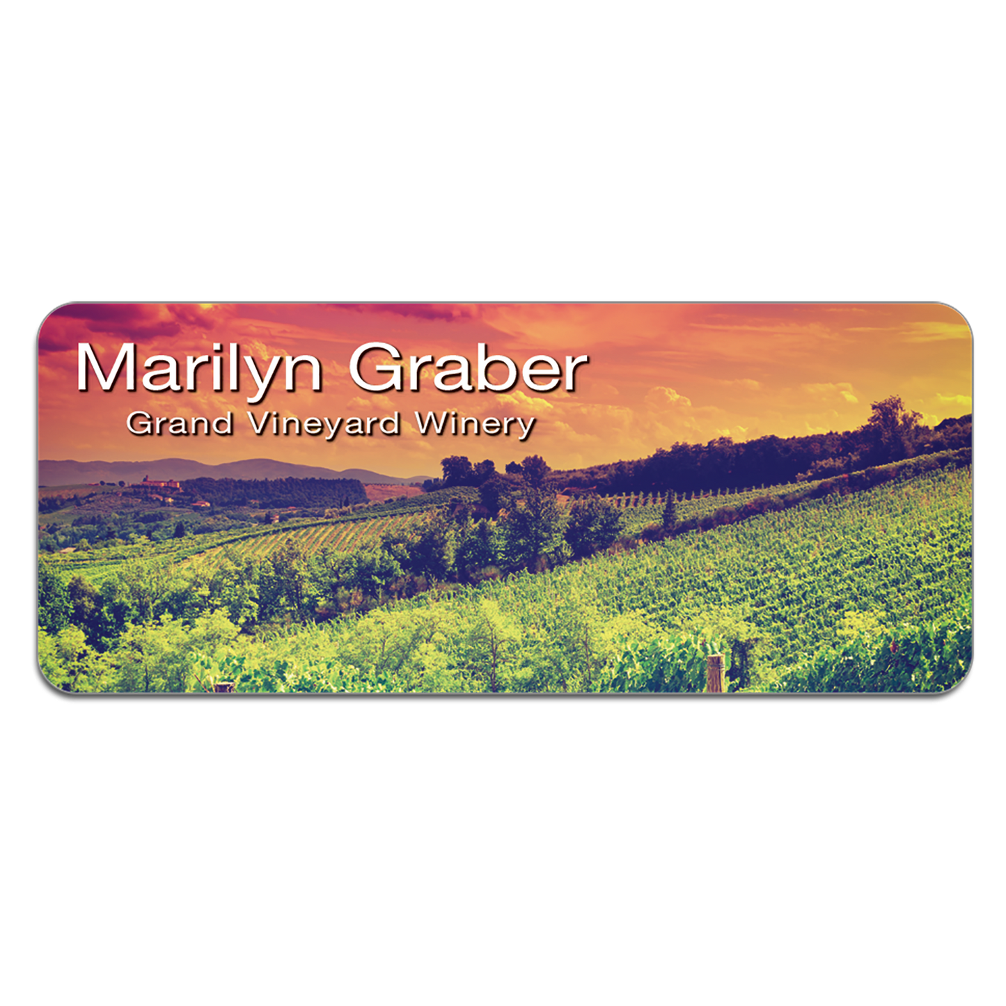 Imprinted Glossy Name Badge 1.25"x3" / Multiple