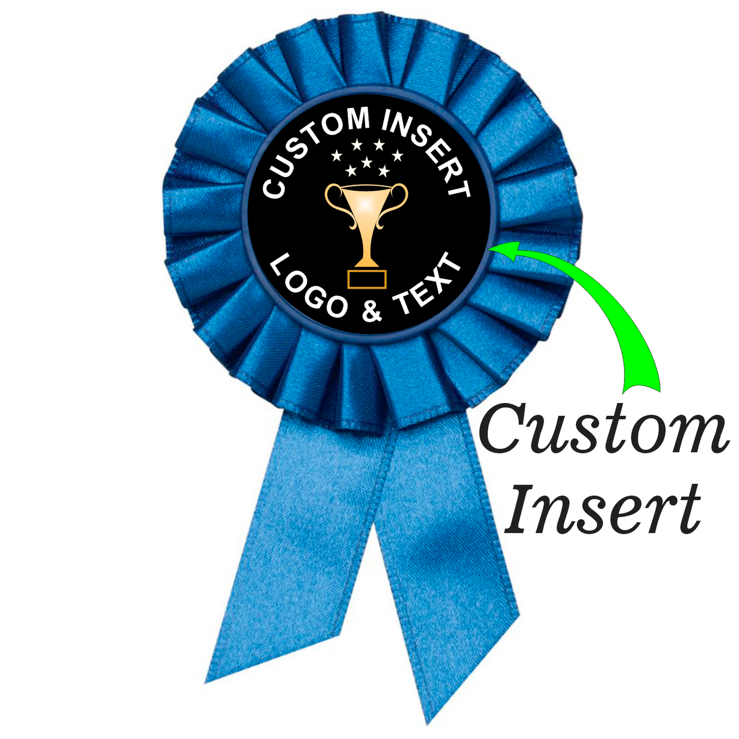 Custom Insert Small Blue Rosette Ribbon 6" / Blue