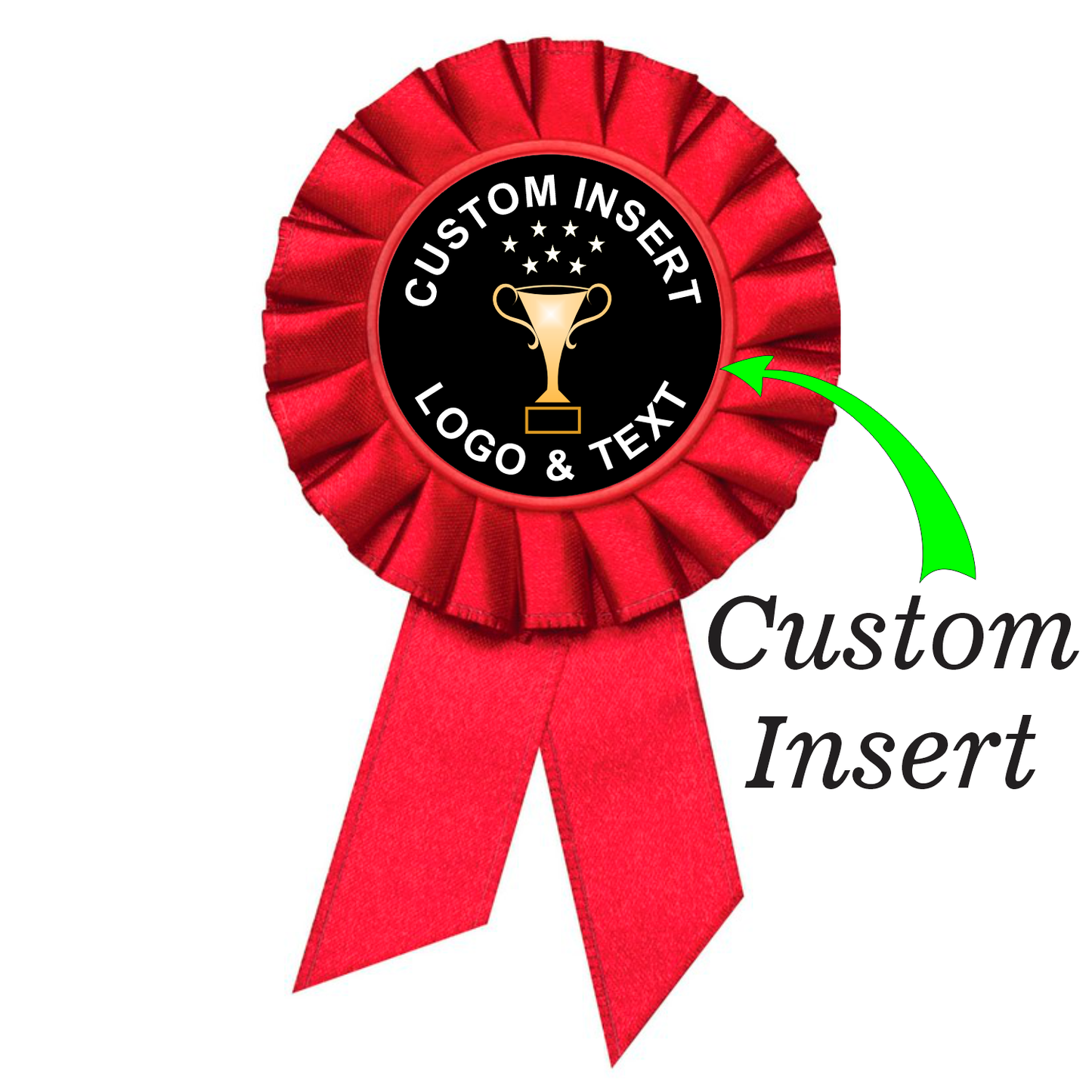 Custom Insert Small Red Rosette Ribbon 6" / Red