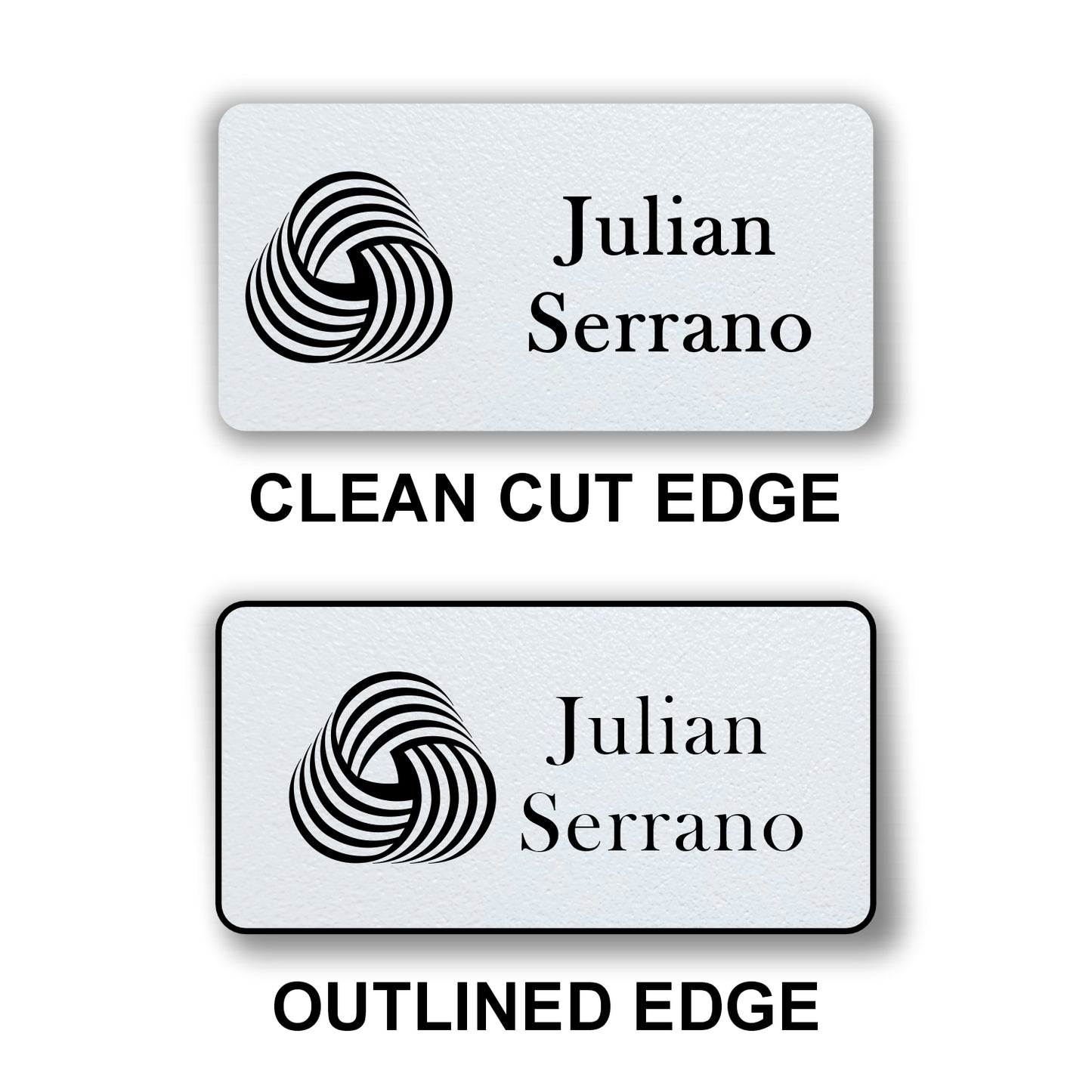 Large Textured Name Badge 1.5"x3" / White/Black