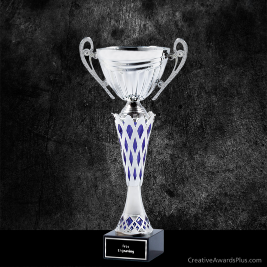Blue Diamond Trophy Cup 14.25" / Silver/Blue