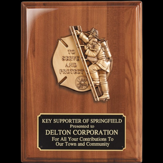 Firefighter Piano Finished Walnut Plaque 9" x 12" / Walnut