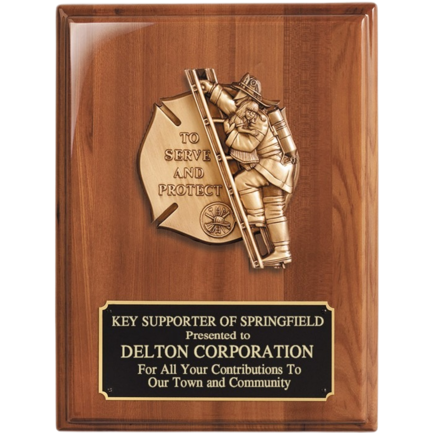 Firefighter Piano Finished Walnut Plaque 9" x 12" / Walnut