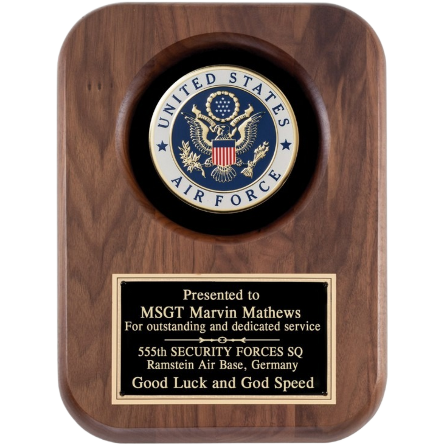 Air Force Walnut Plaque 9" x 12" / Walnut