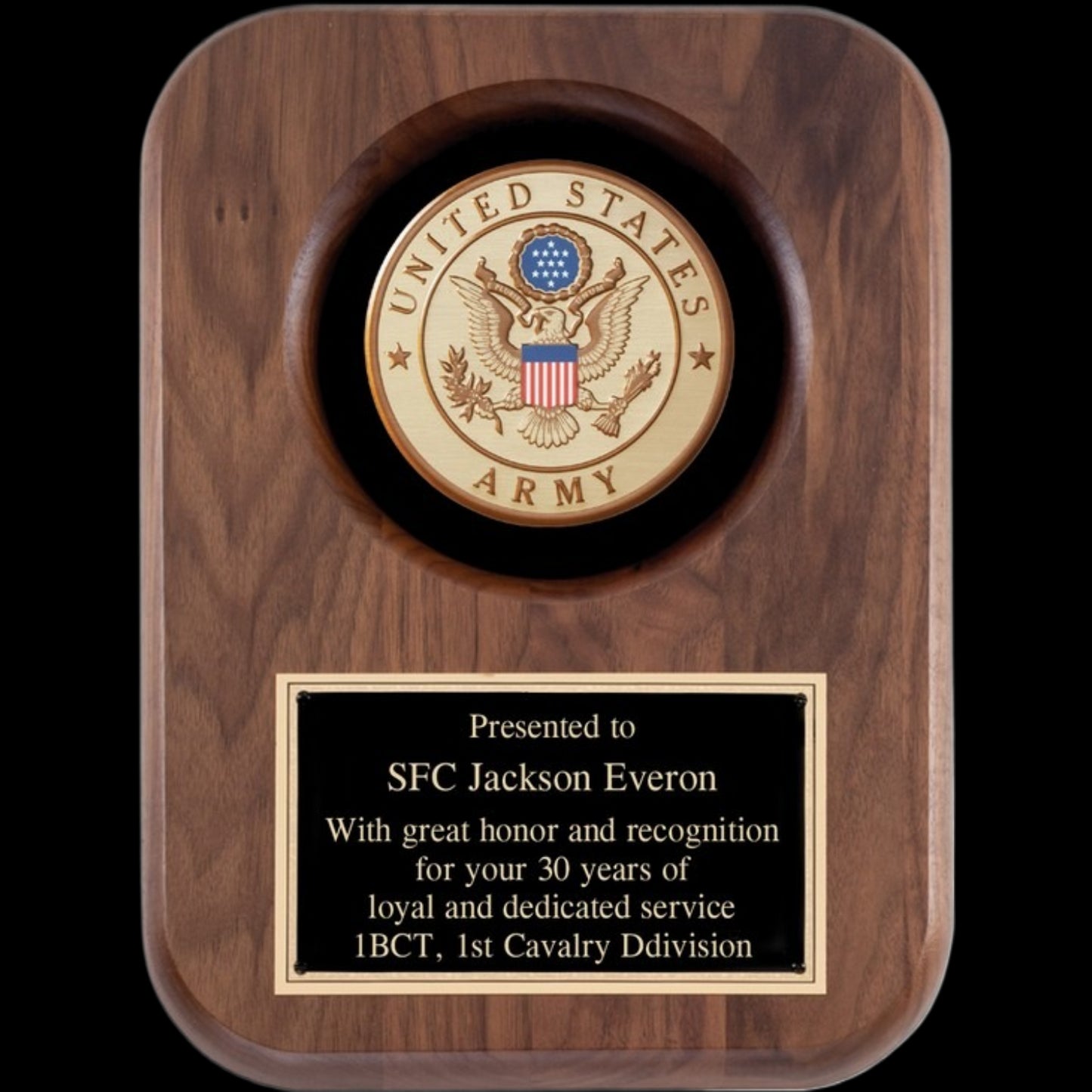 Army Walnut Plaque 9" x 12" / Walnut